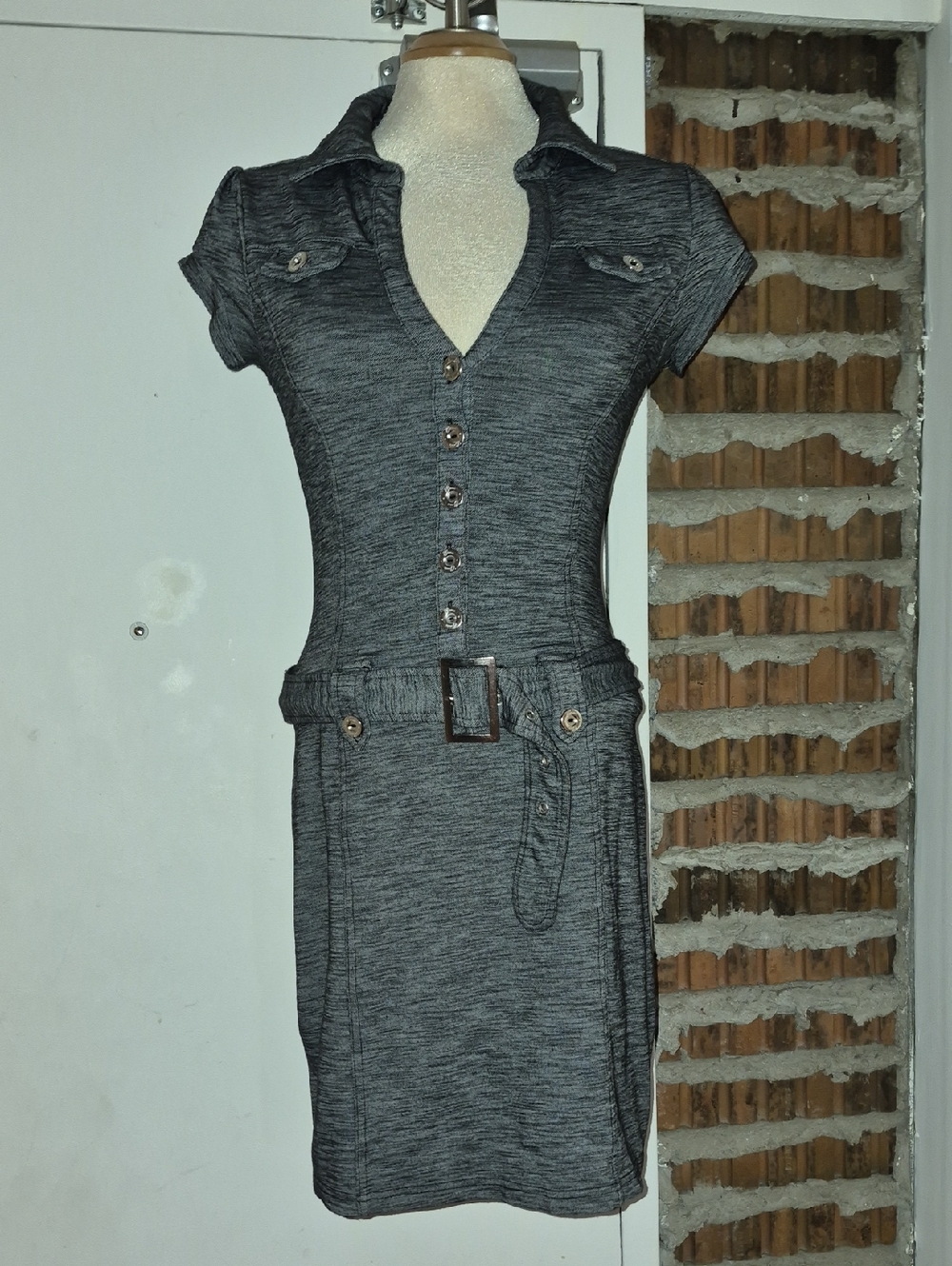 Guess Stretch Cotton Heathered Gray Dress Belt Size S M Medium. RUNS SMALL.
